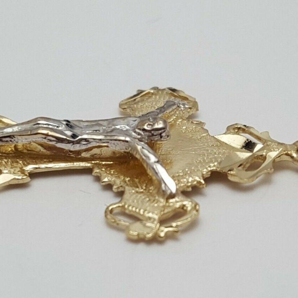 Beautiful 14k Solid Multi Tone Two Tone Jesus On … - image 5